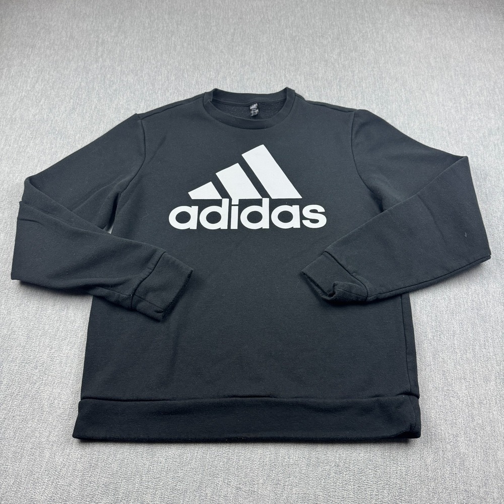 Adidas Golf Sweatshirt Men Medium Black Fleece Pullover Big Logo Crewneck Casual